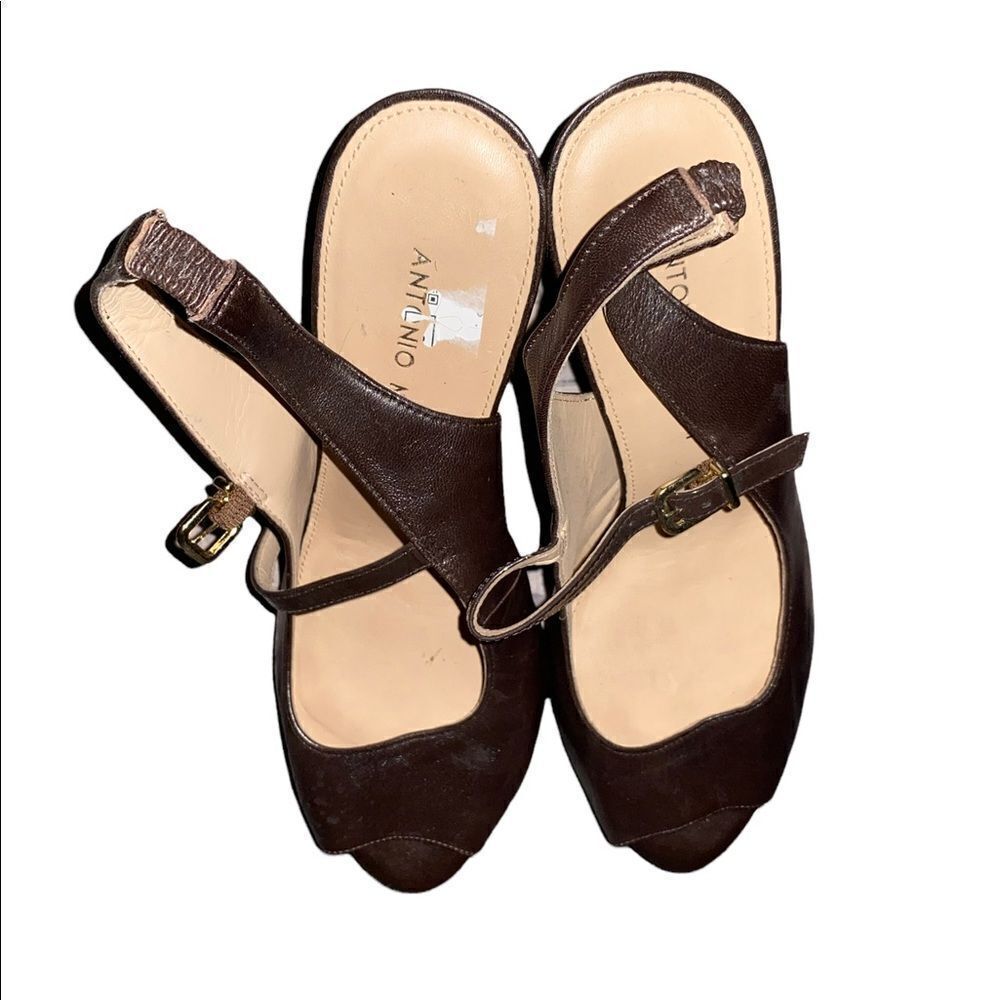 Antonio Melani Brown Leather Sandals Size 9 M